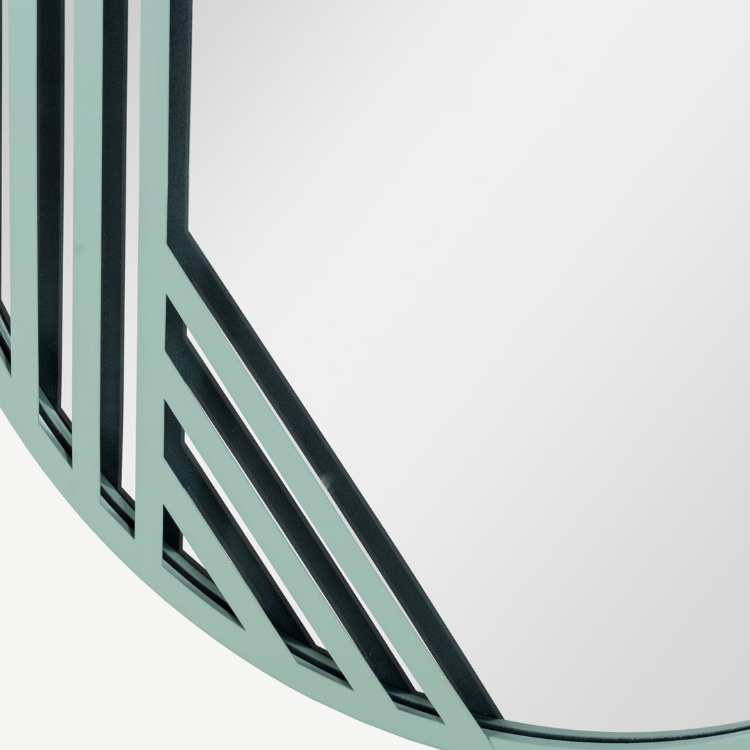 Chevron Wall Mounted Mirror -P/Green