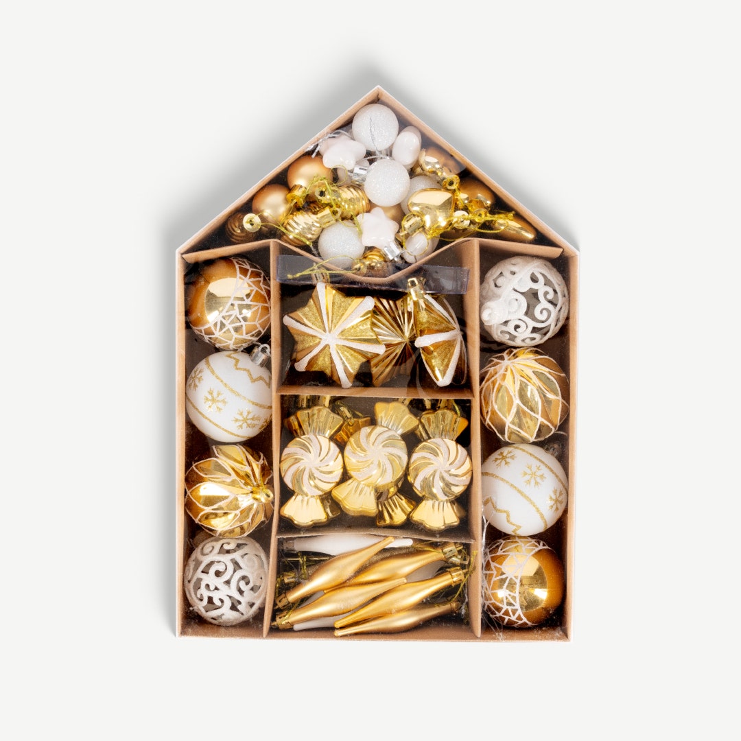 Christmas Deco Balls Gold Set of 73pcs
