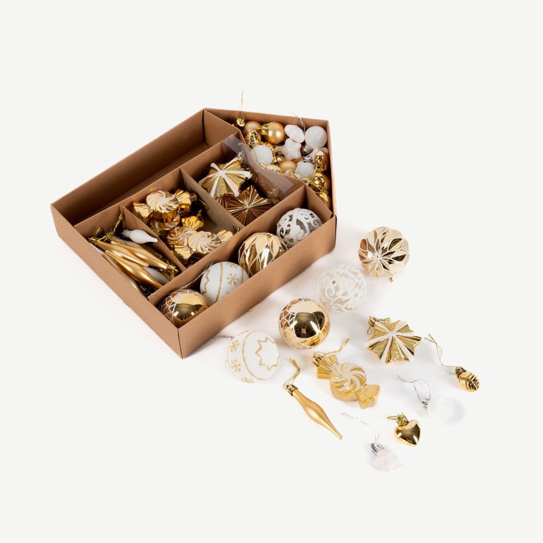 Christmas Deco Balls Gold Set of 73pcs