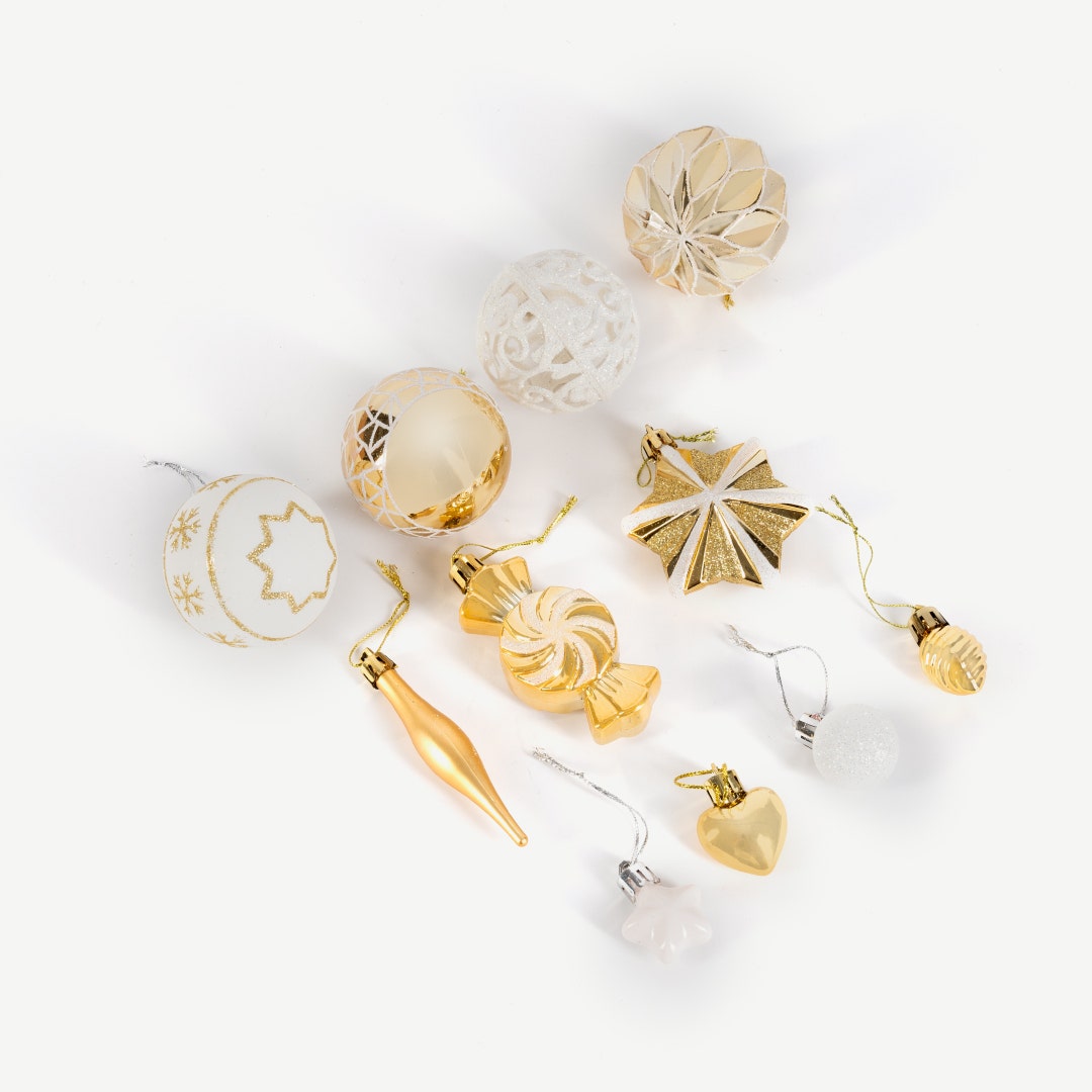 Christmas Deco Balls Gold Set of 73pcs