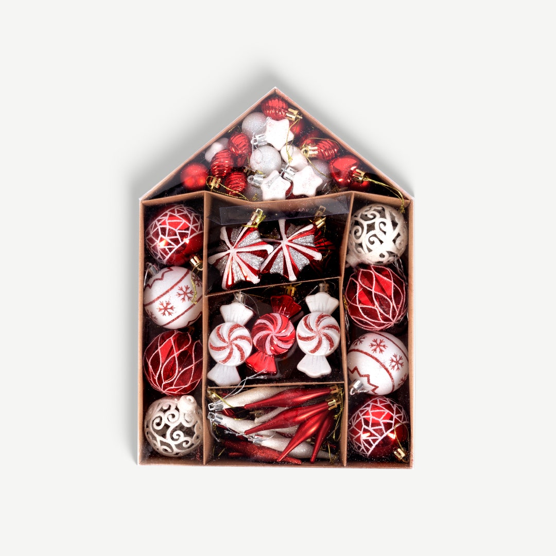 Christmas Deco Balls Red Set of 73pcs