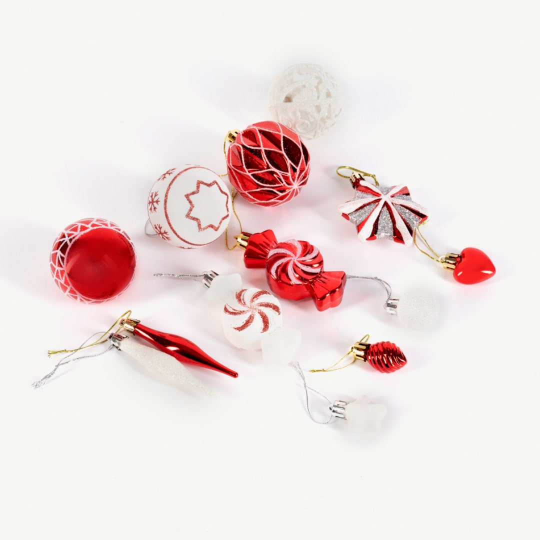 Christmas Deco Balls Red Set of 73pcs