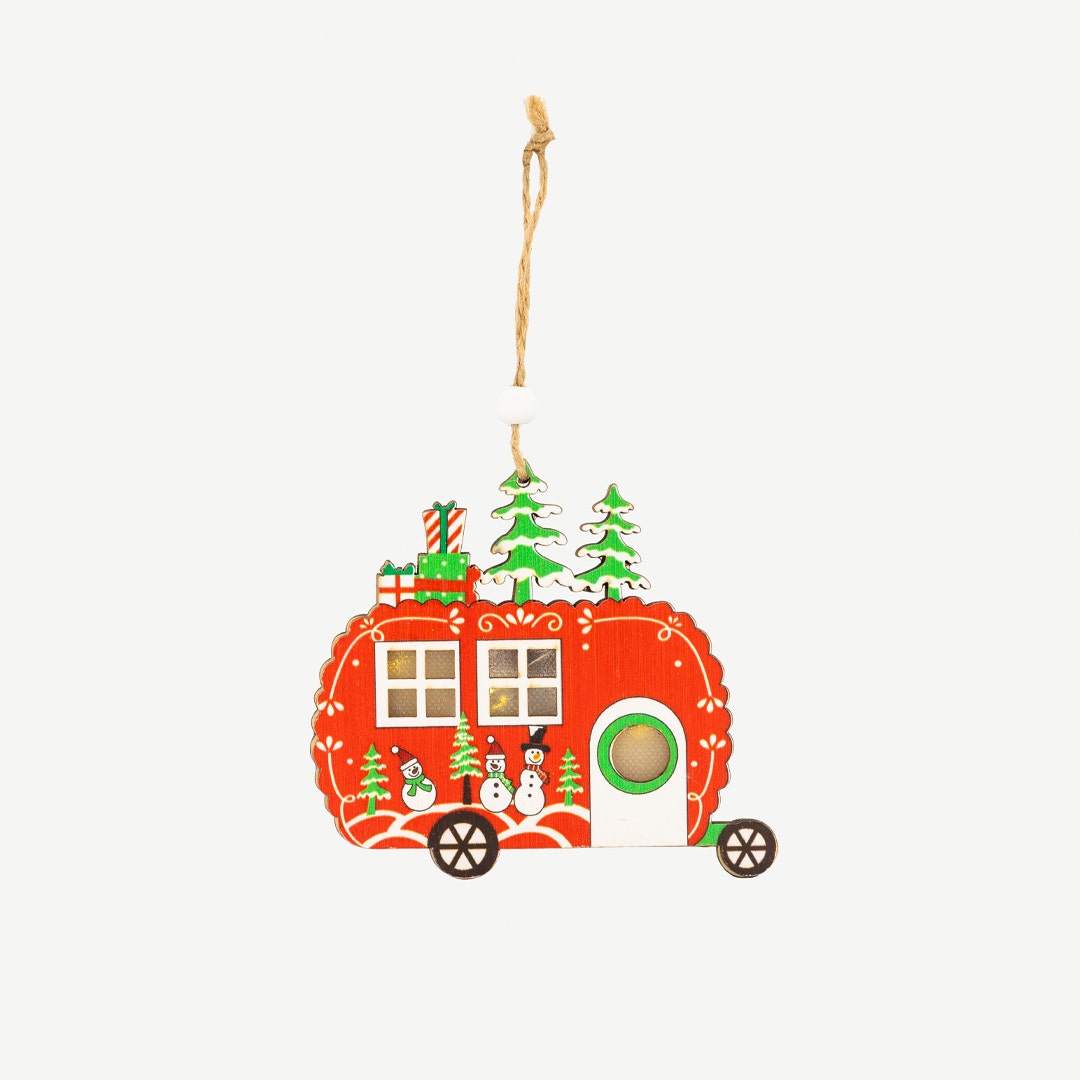 Christmas LED Car Hanging Wooden Décor