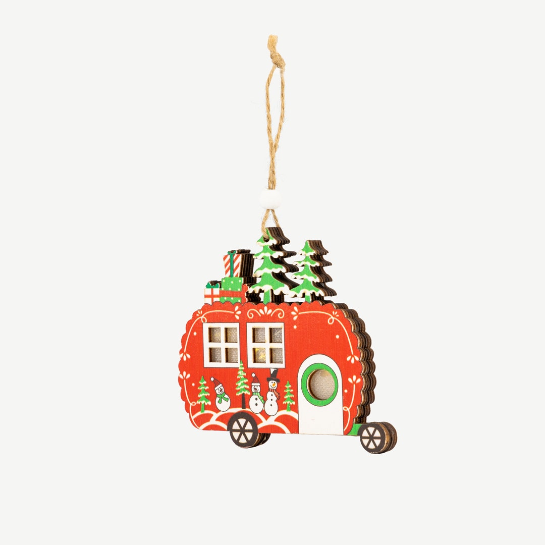 Christmas LED Car Hanging Wooden Décor