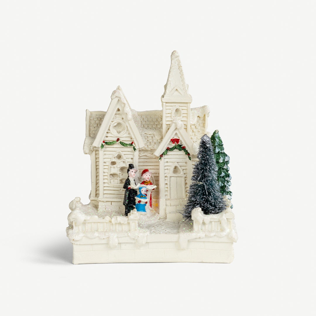 Christmas LED Resin House Natural