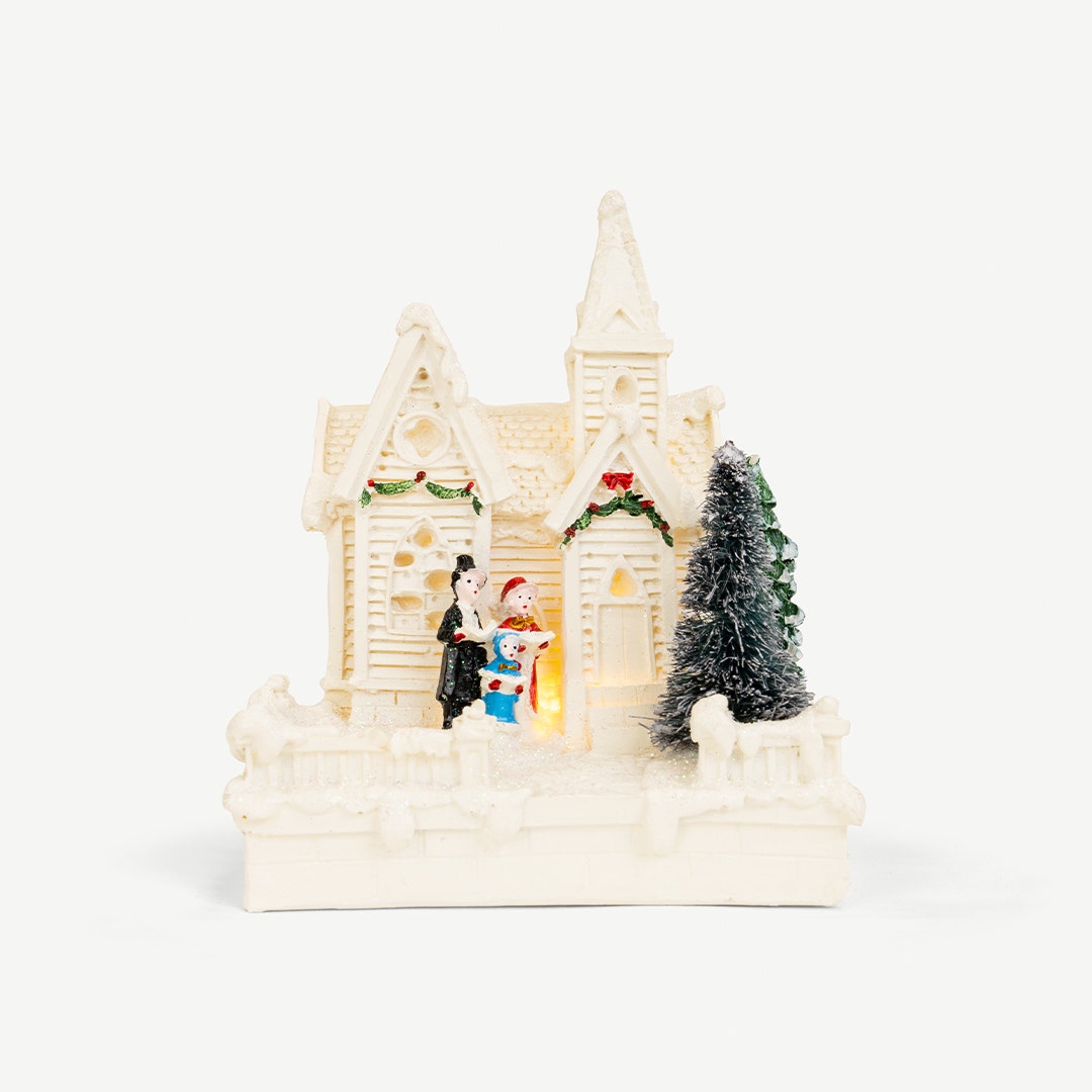 Christmas LED Resin House Natural