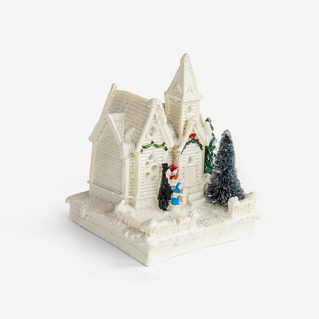 Christmas LED Resin House Natural