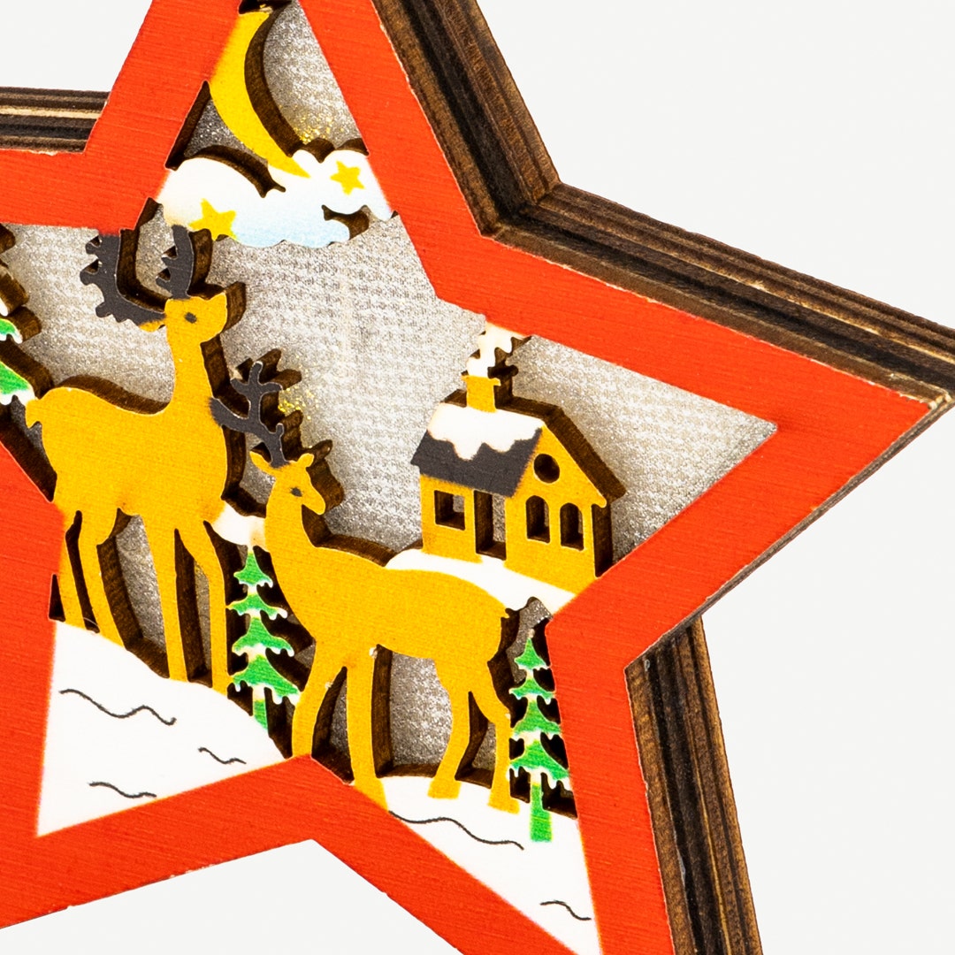 كريسماس ديكور خشبي معلق لنجمة LED