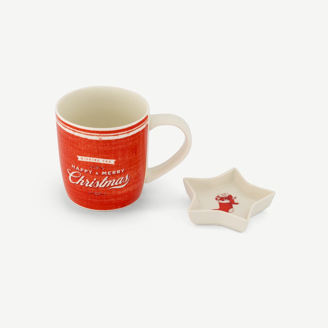 طقم أكواب مع وعاء لكريسماس