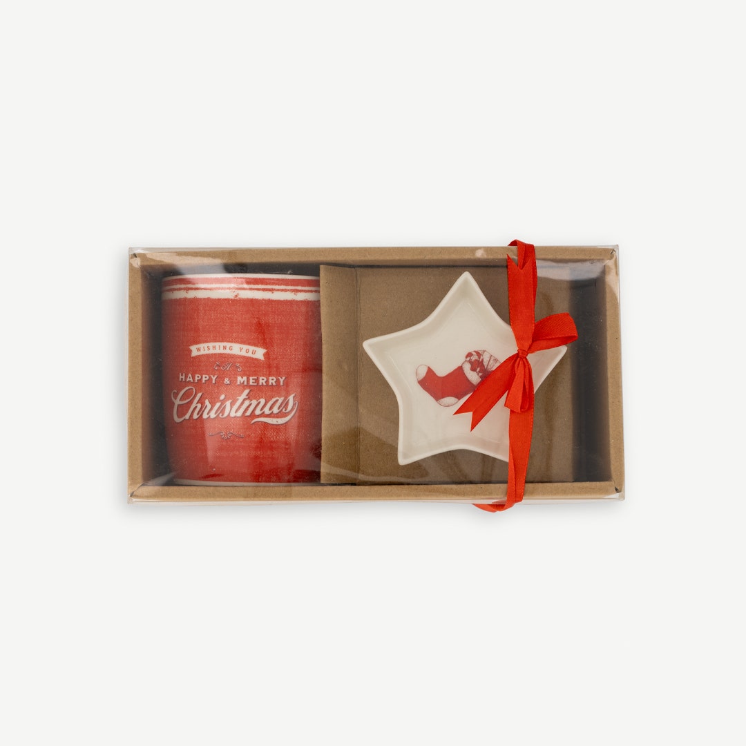 طقم أكواب مع وعاء لكريسماس