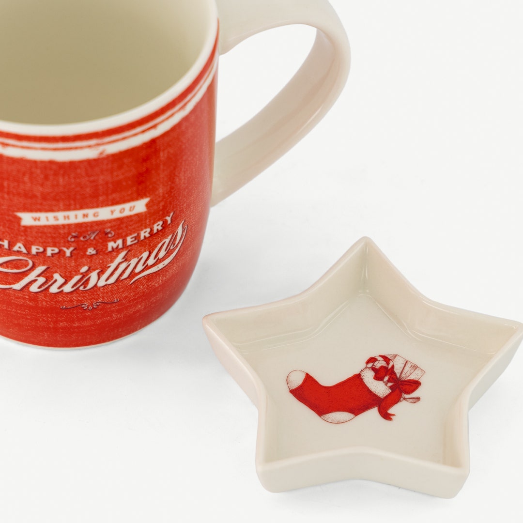 طقم أكواب مع وعاء لكريسماس