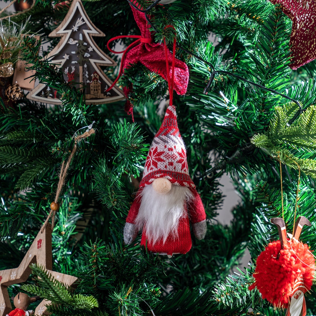 دمية كريسماس محشوة مع ضوء - حمراء