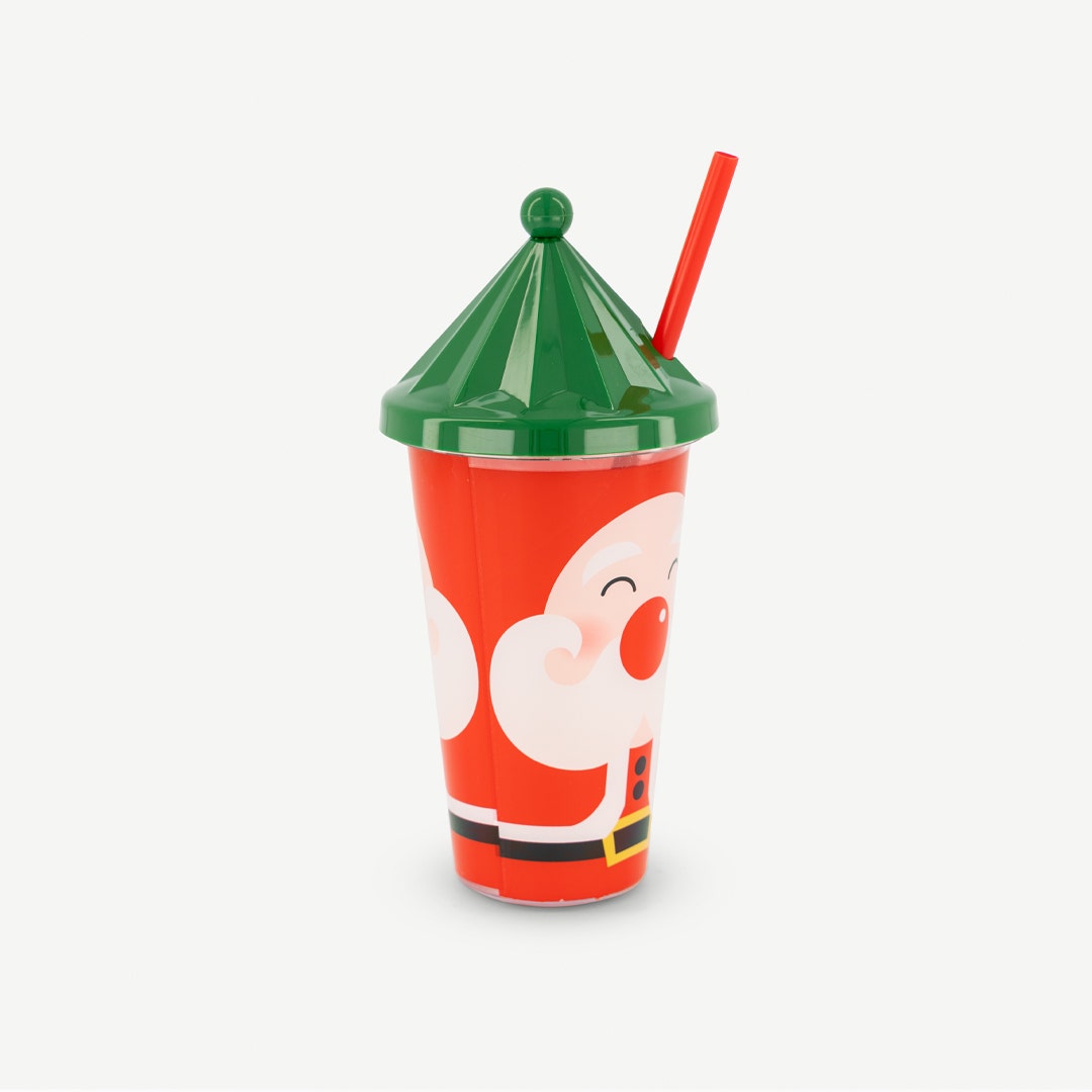 زجاجة شرب كريسماس مع قشة