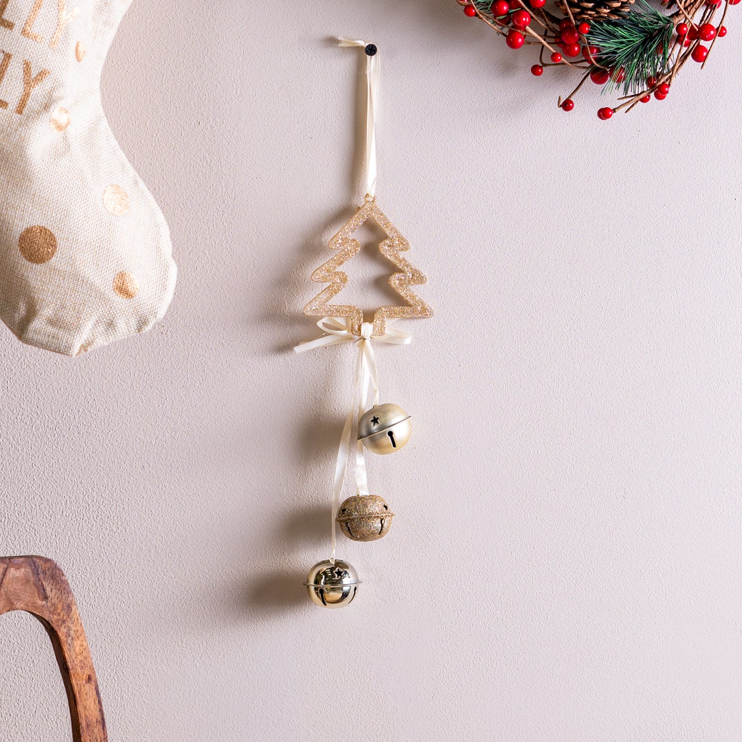ديكور معلق لشجرة كريسماس مطلي بالذهب المصقول