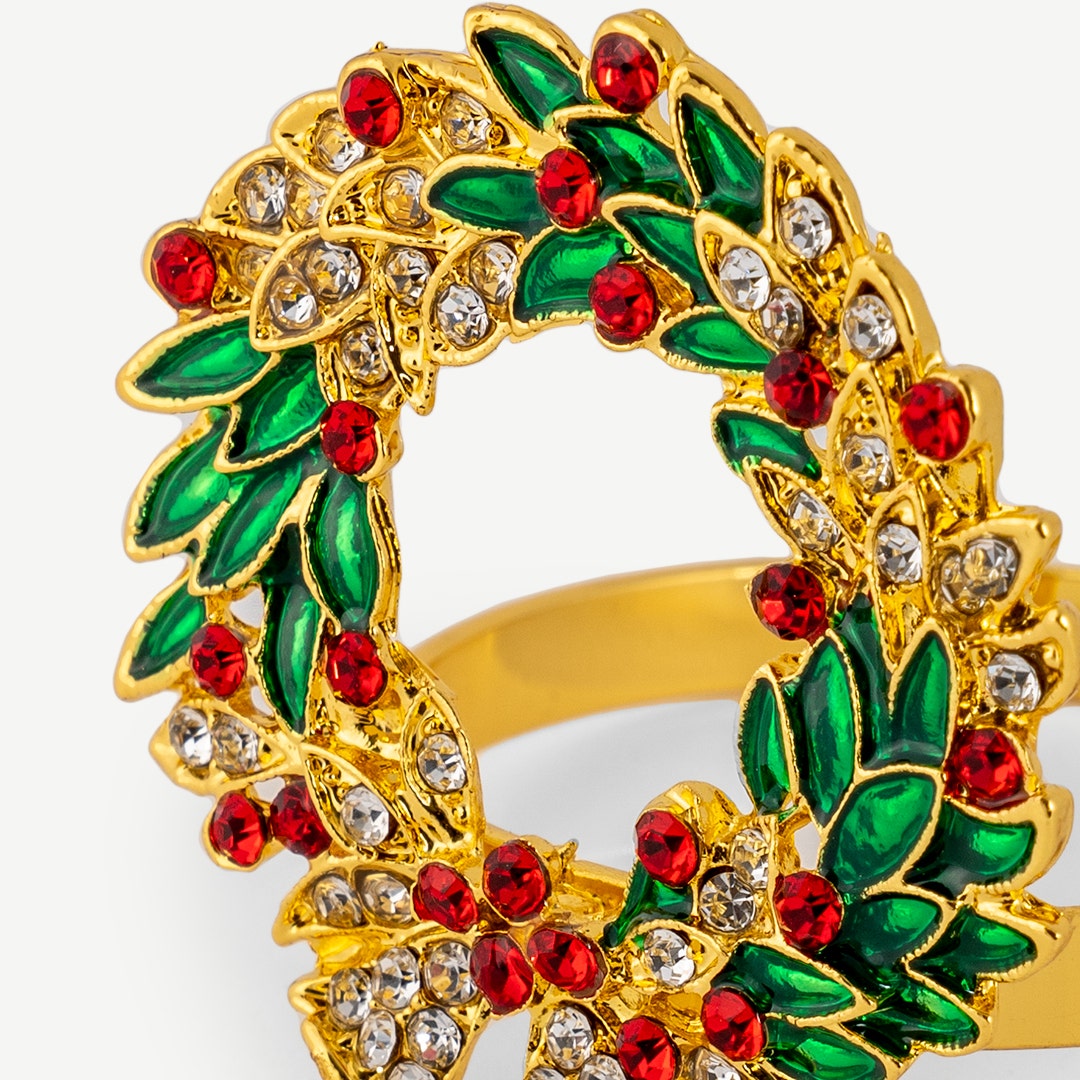 Christmas wreath napkin rings sale