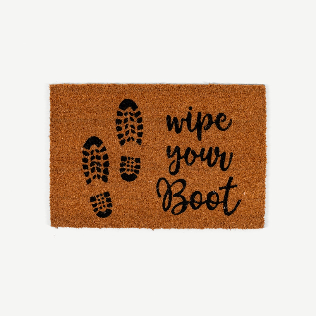 سجادة باب بطبعة بكلمة كولكا من جوز الهند - 40 × 60 سم