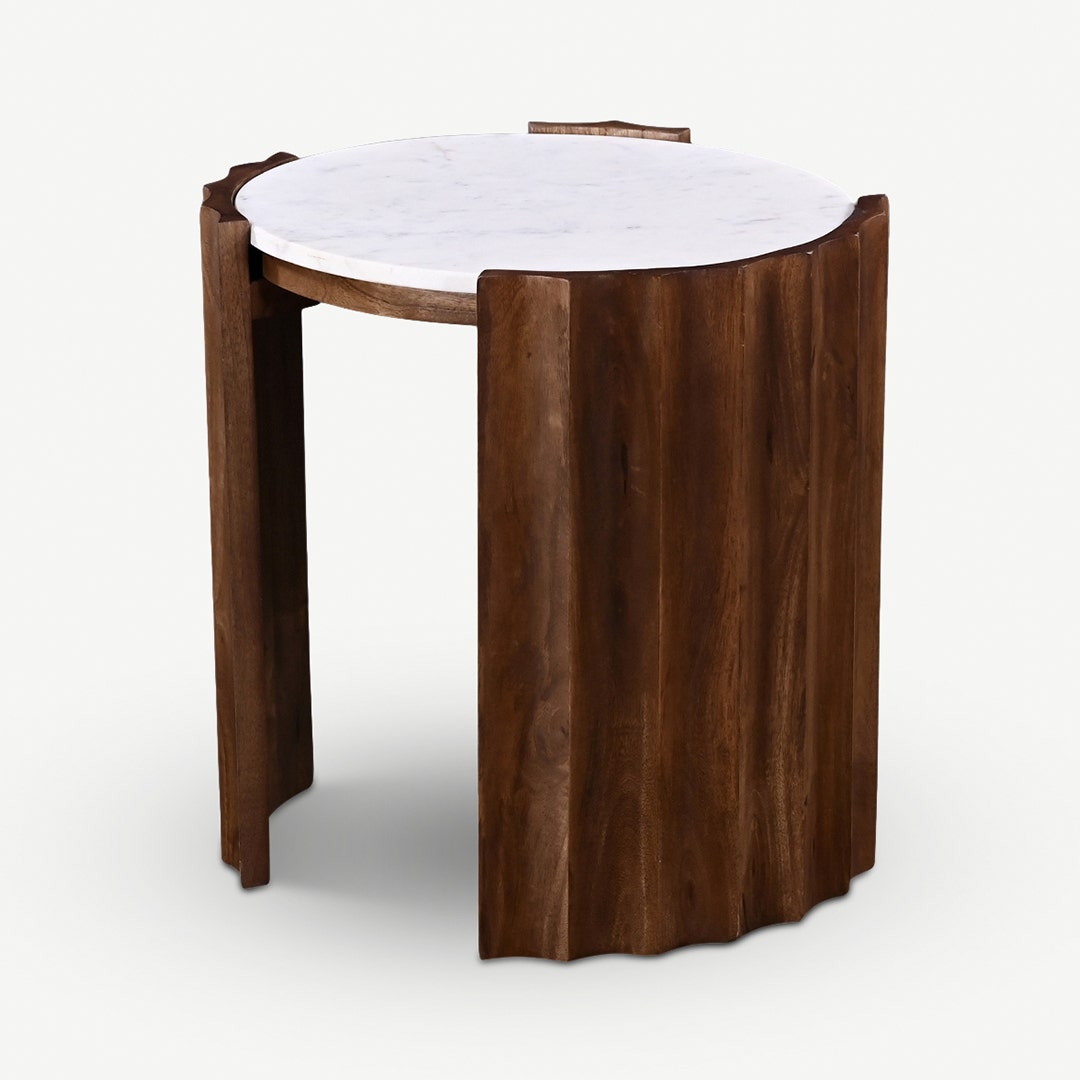 White and store brown end tables