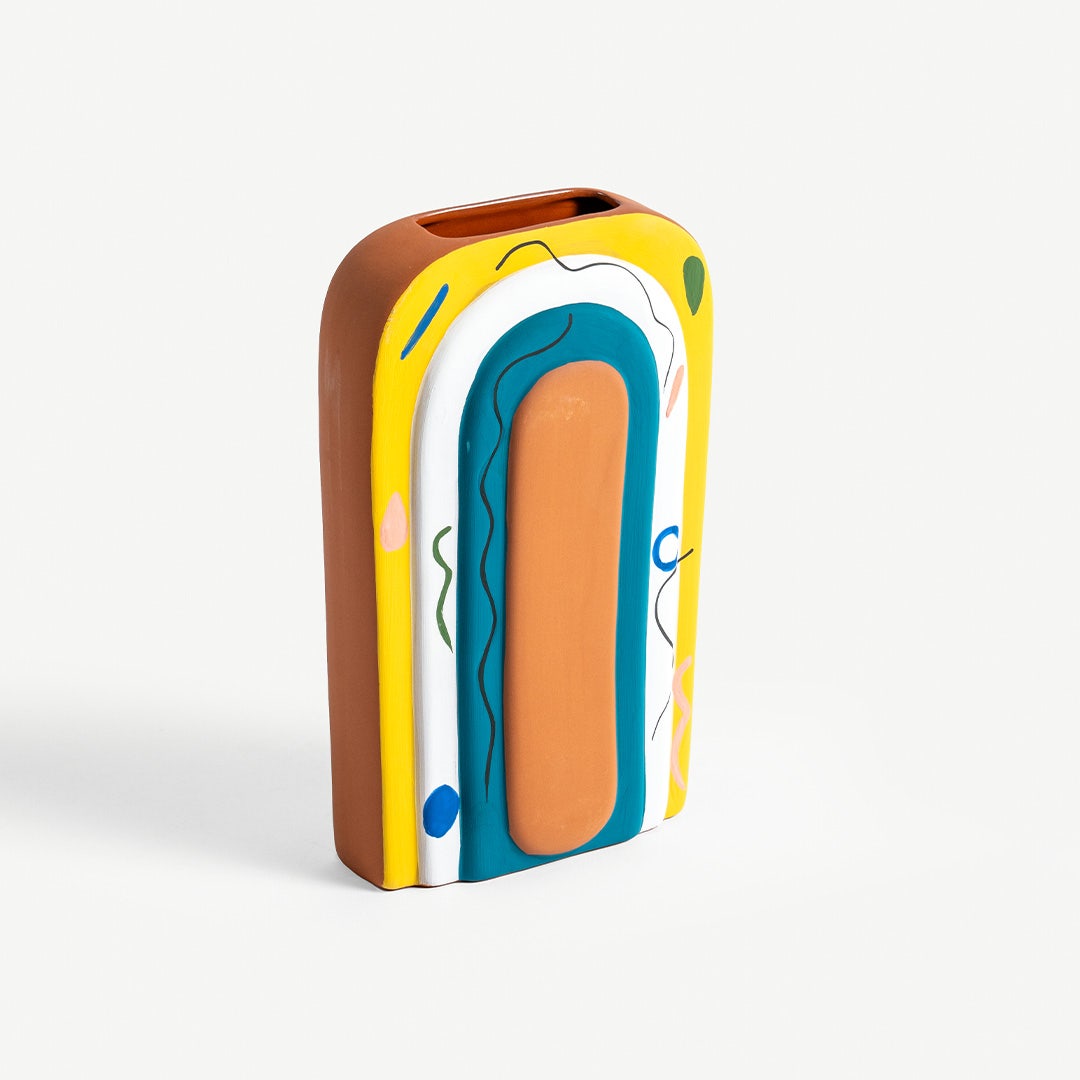 Dallie Hand Painted Flat Vase