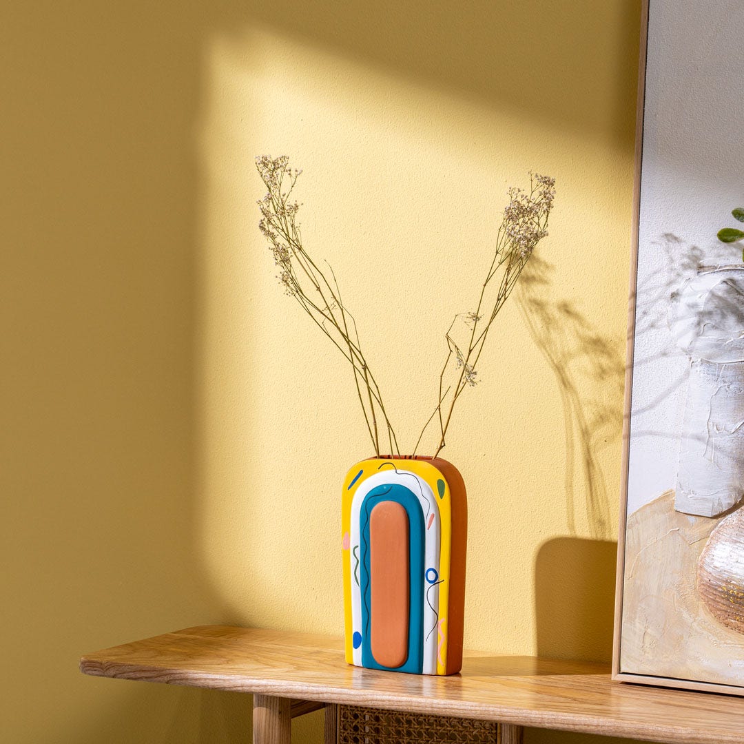 Dallie Hand Painted Flat Vase