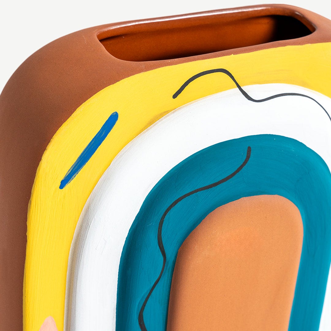 Dallie Hand Painted Flat Vase