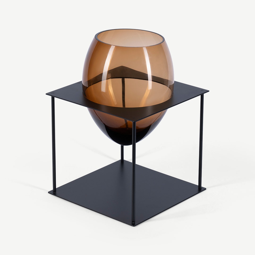 Damase Glass Vase With Metal Stand 31cm