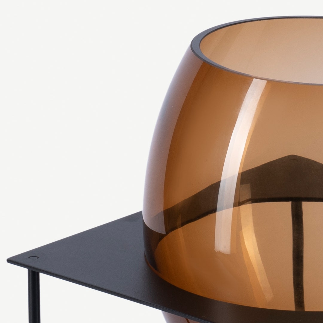 Damase Glass Vase With Metal Stand 31cm