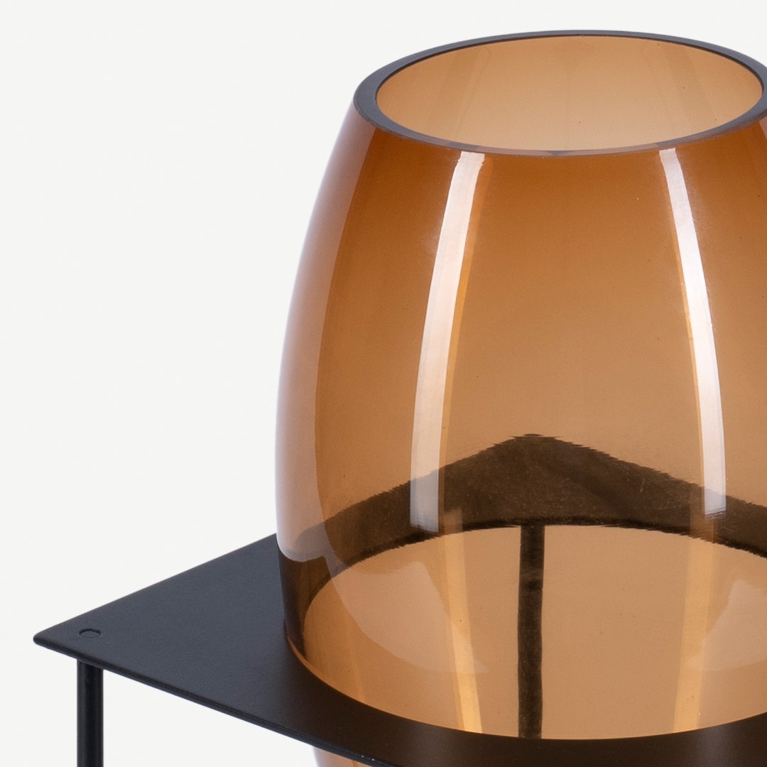 Damase Glass Vase With Metal Stand 36cm