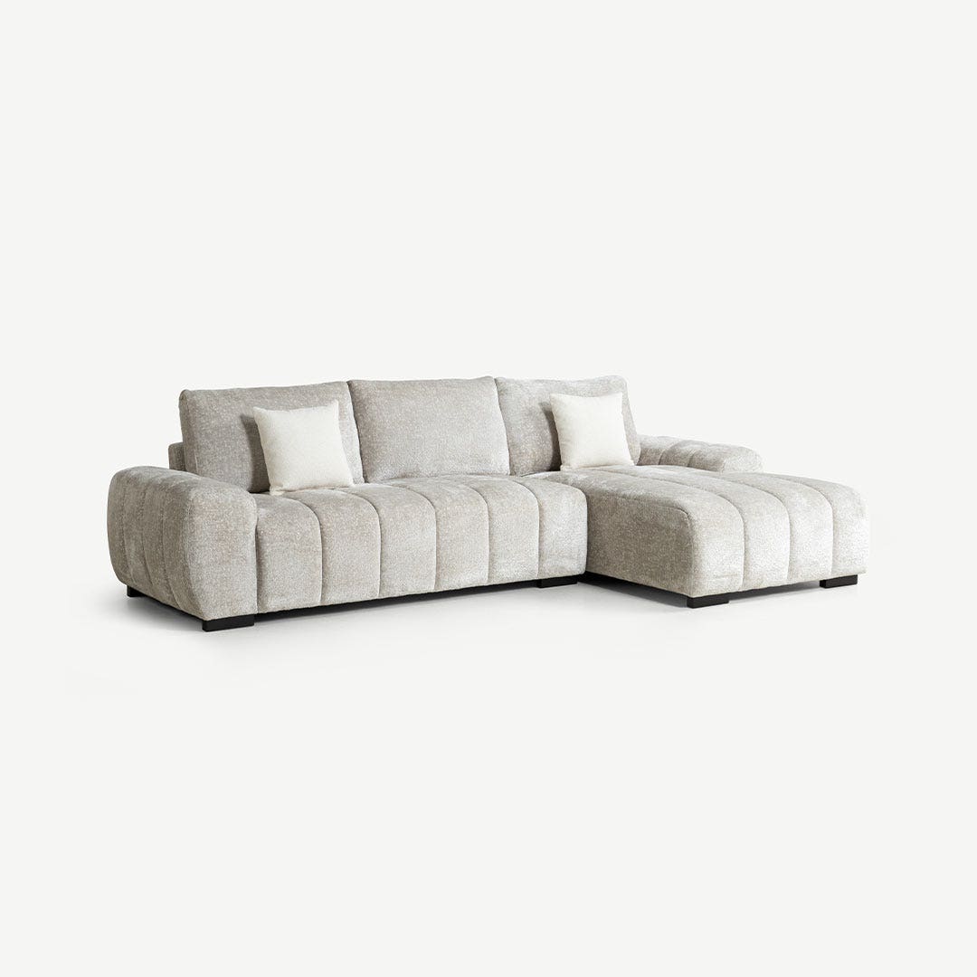 Dellia Right Corner Sofa Silver