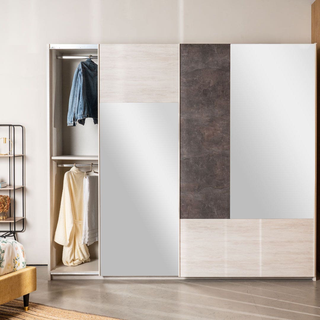 ديوي خزانة ملابس بابين منزلقين - بيج