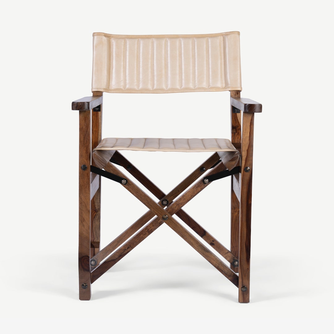 Dustin Leather Folding Chair Beige