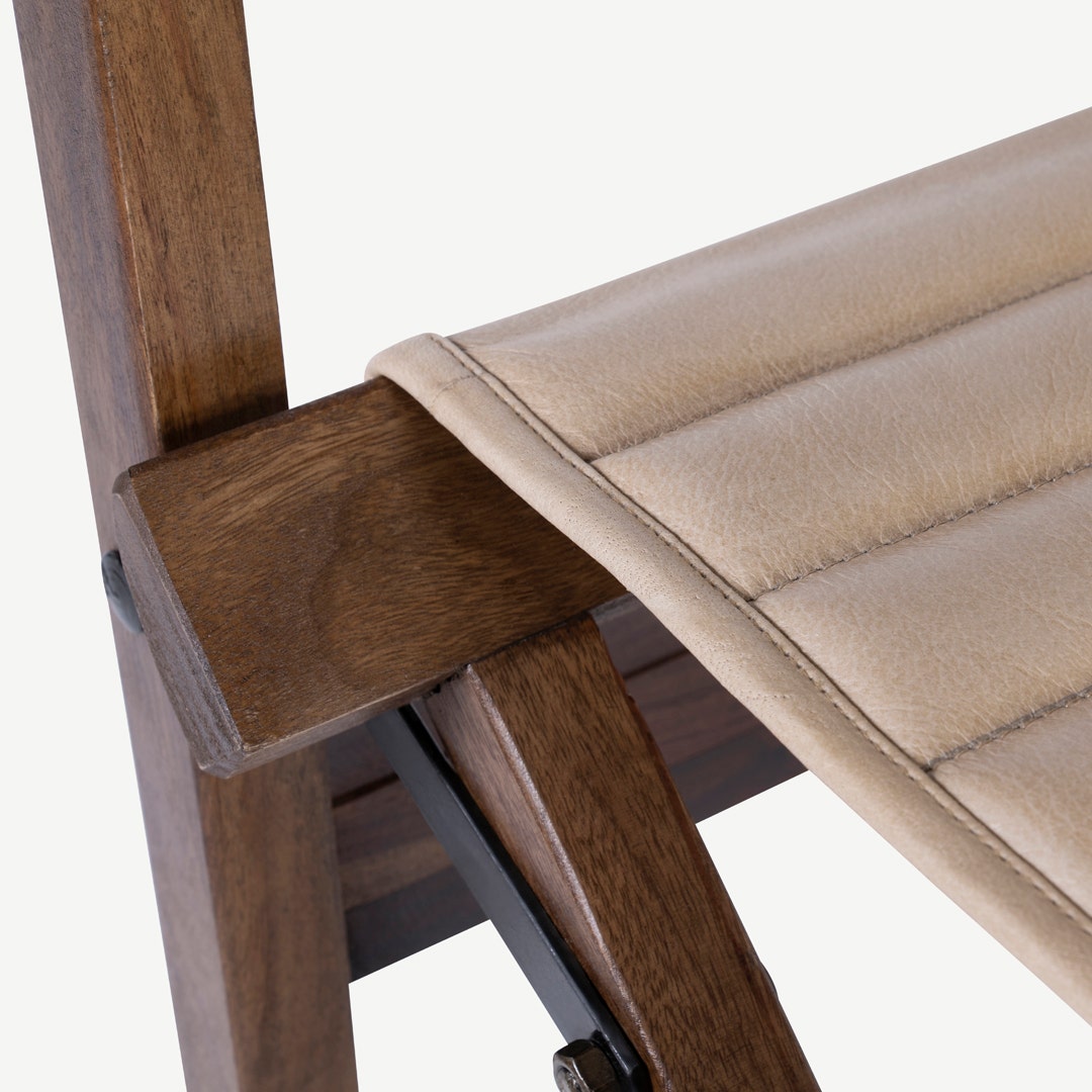 Dustin Leather Folding Chair Beige