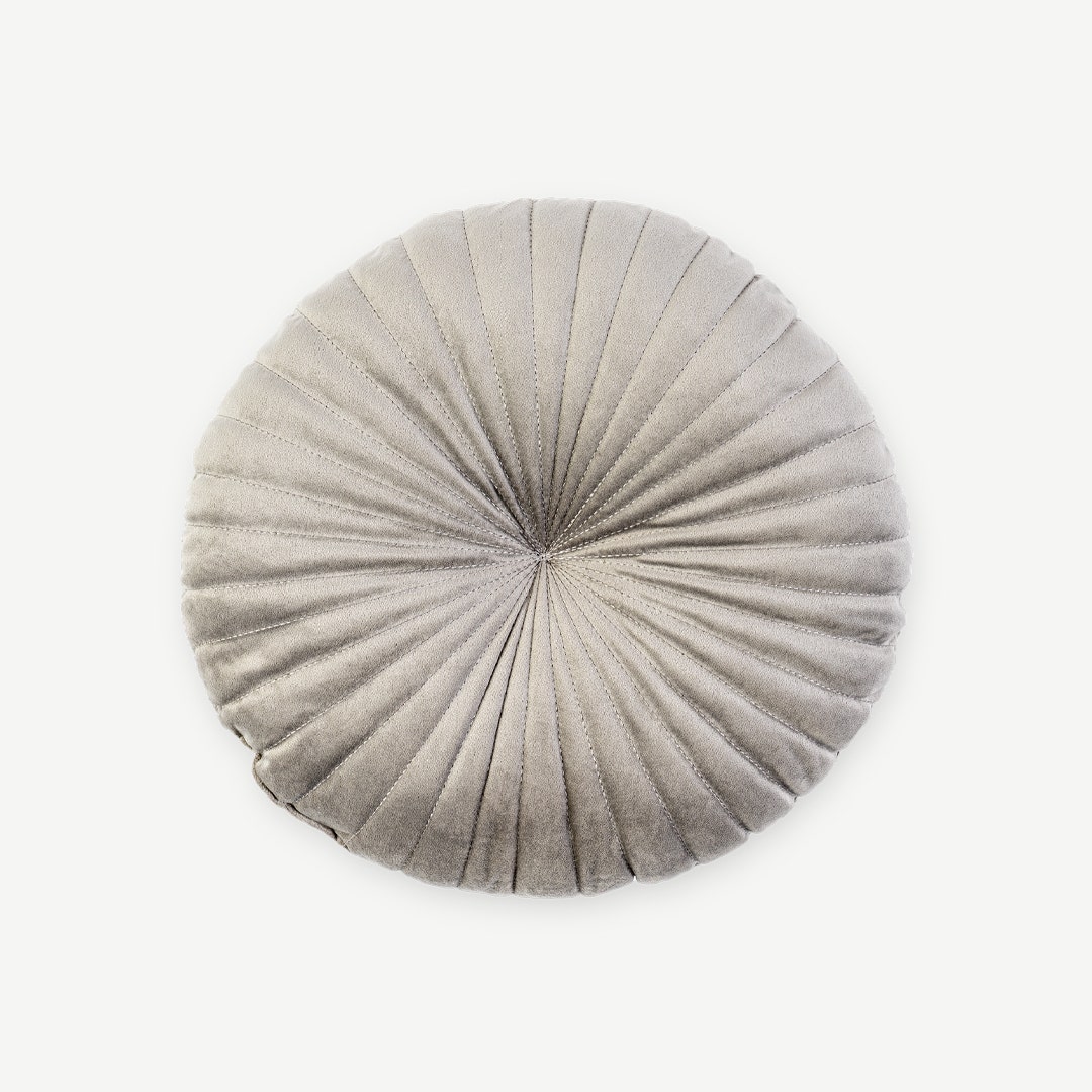 Grey online circle pillow