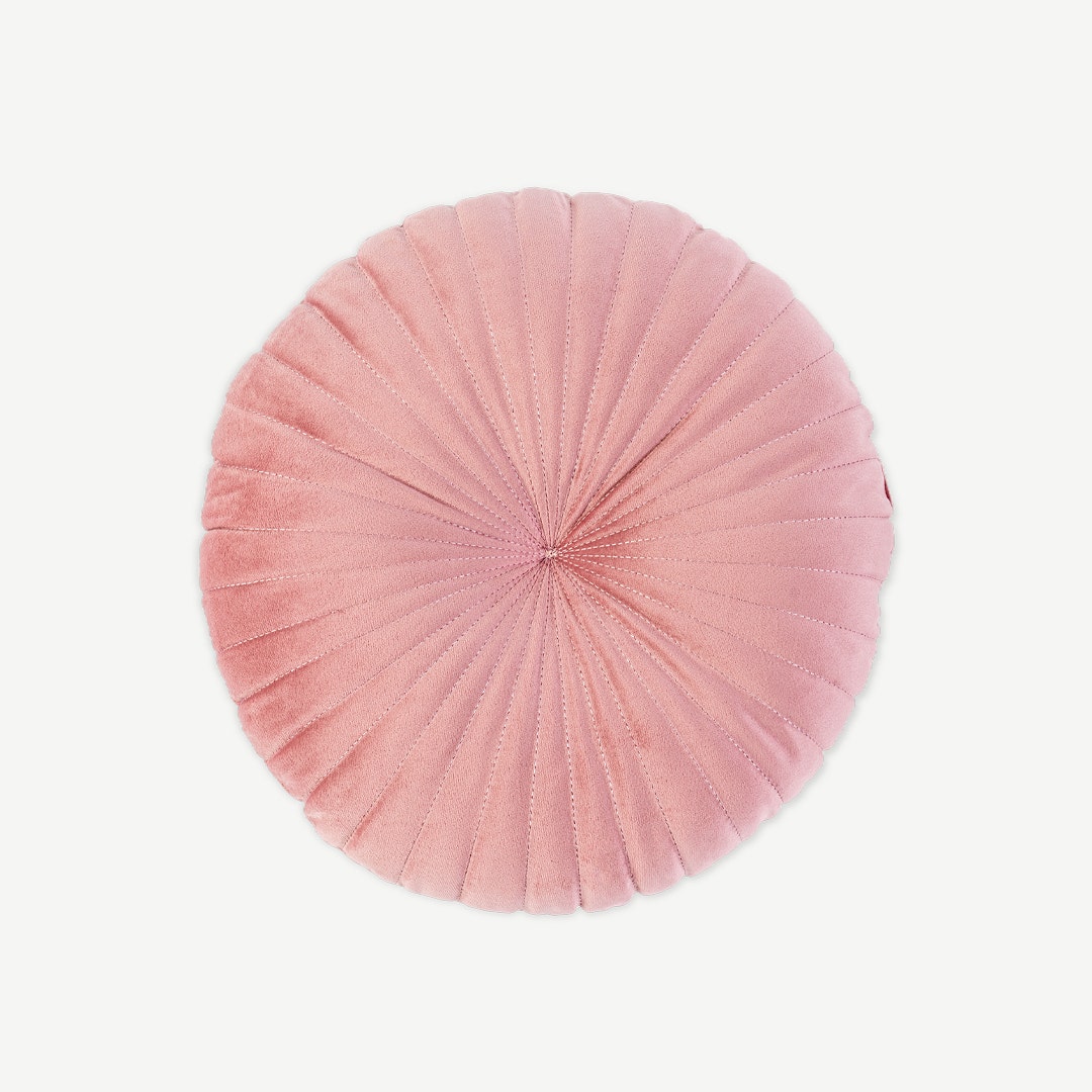 Pink velvet round cushion best sale