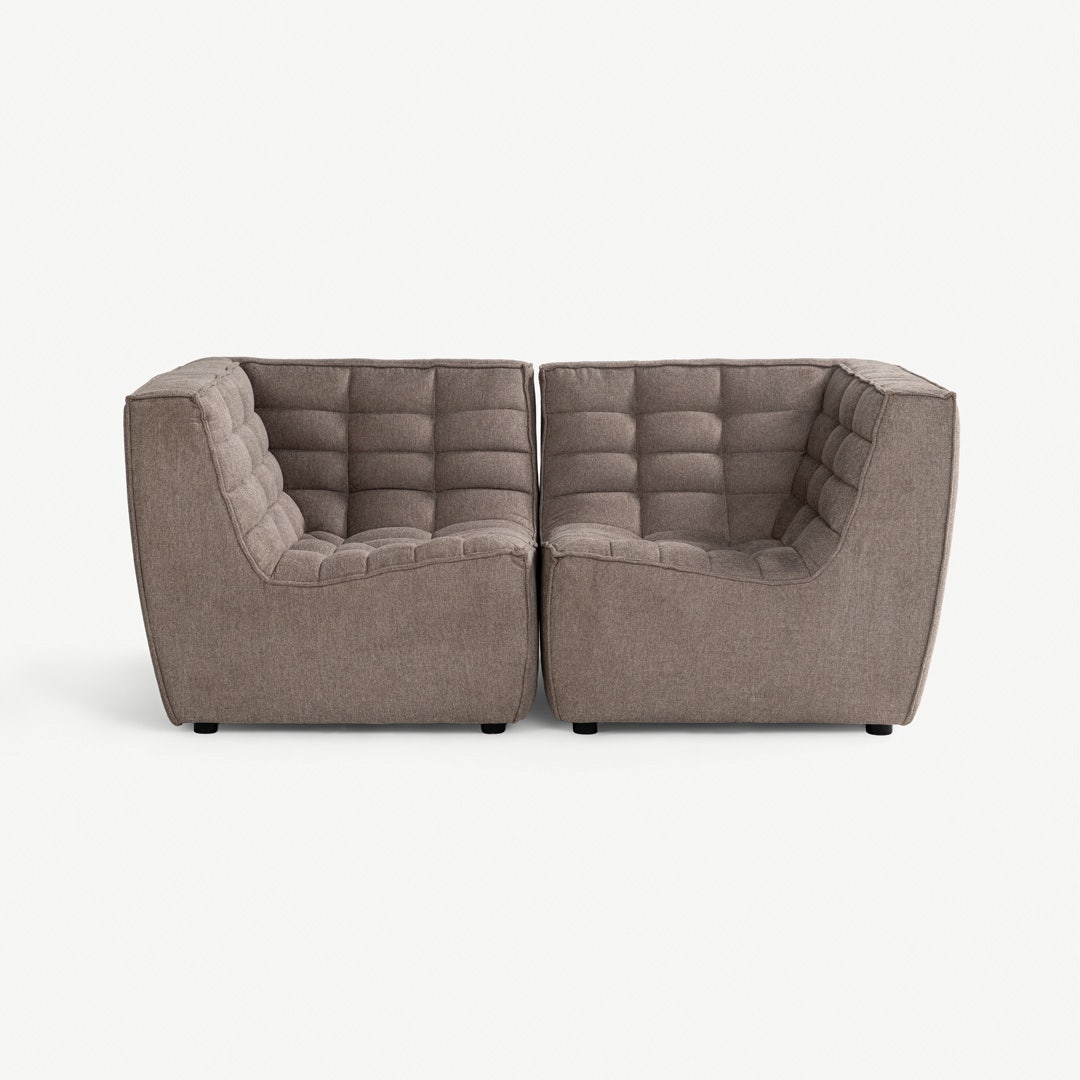 إيفان طقم كنبة مقعدين - بني باهت