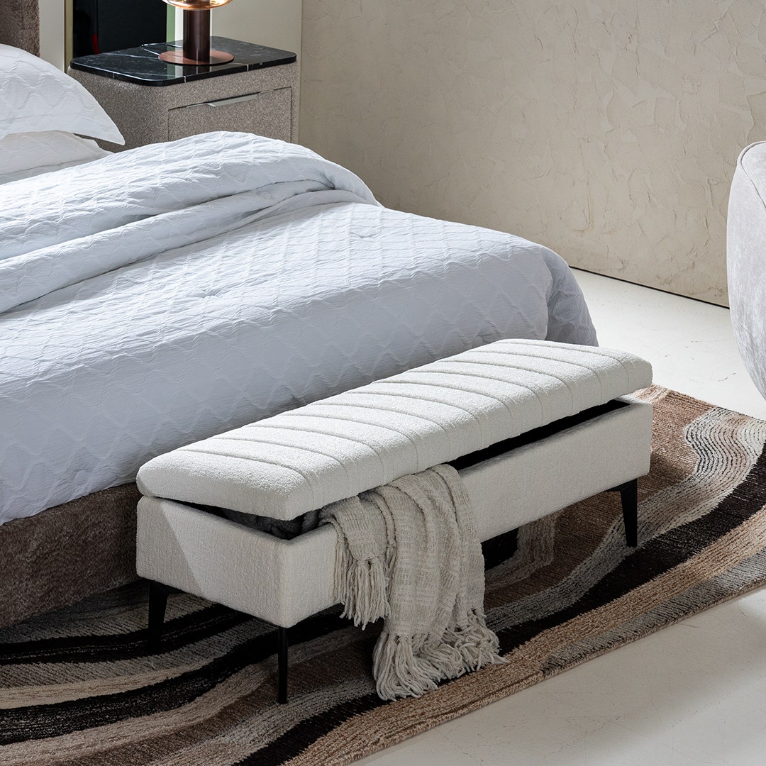 Finland Bench with Storage Ivory