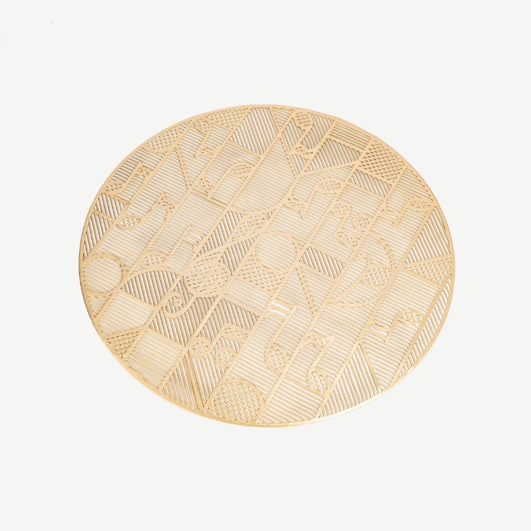 فريسكو مفرش طاولة 38x38 سم - ذهبي