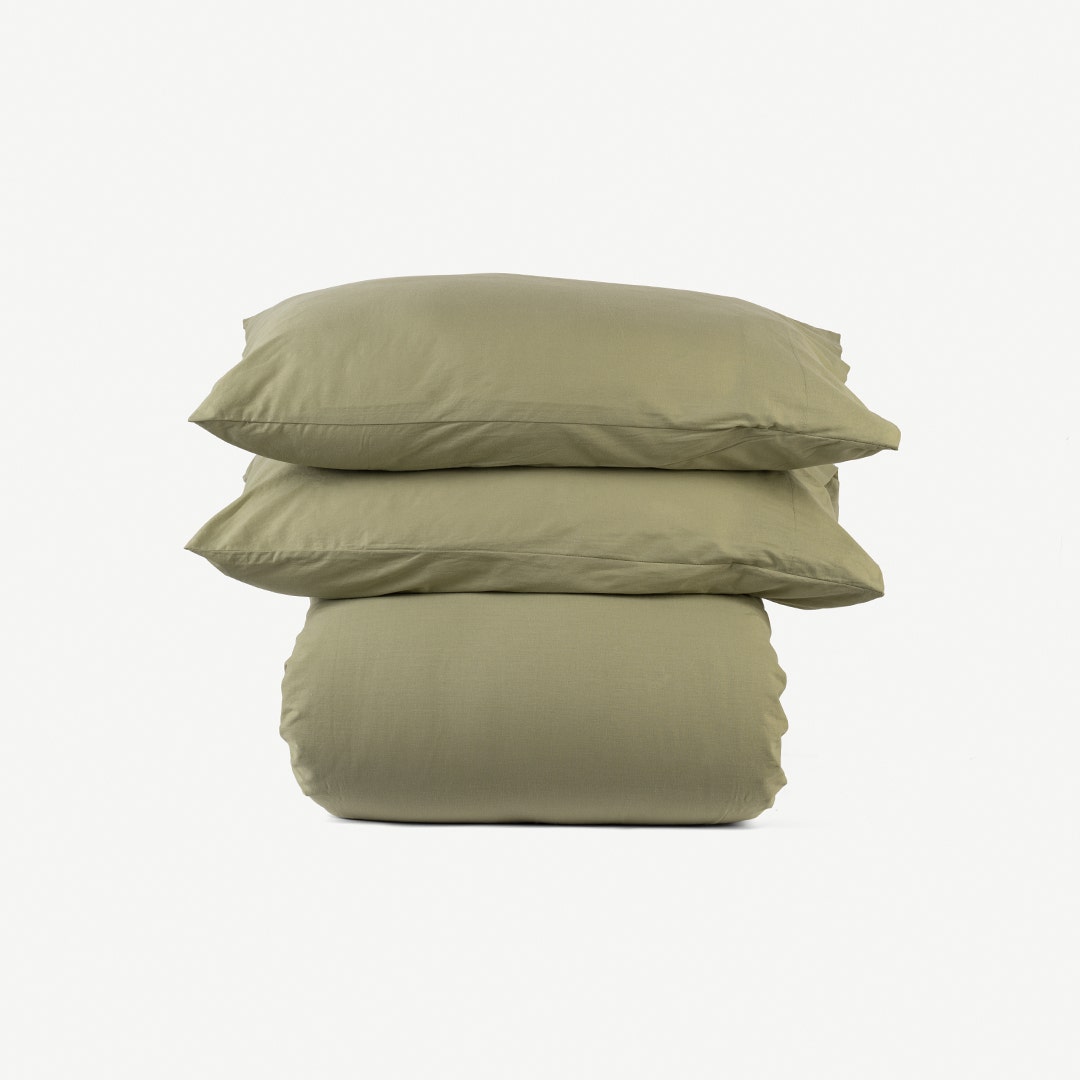 Gavin Wash Ctn Duvet Cover Set 160x200cm-Sage