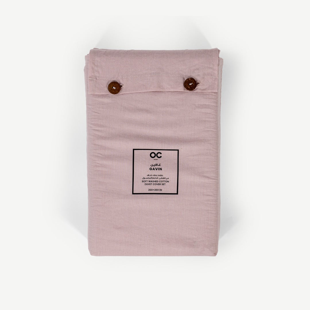 Gavin Wash Ctn Duvet Cover Set 230x220cm-Pink