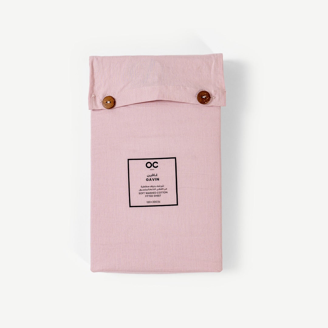 Gavin Wash Ctn Fitted Sheet 160x200cm-Pink