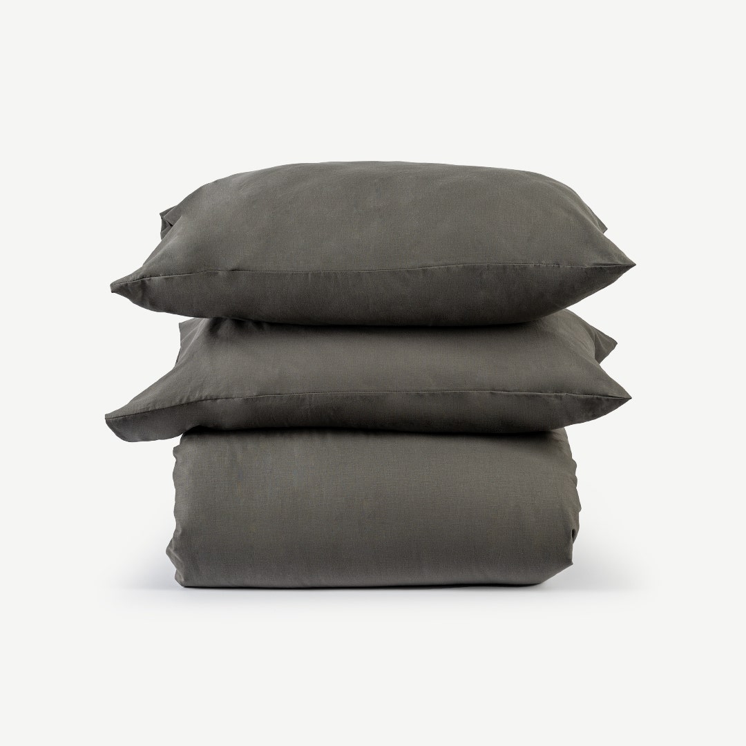 Gavin Washed Cotton Duvet Cover Set -Grey