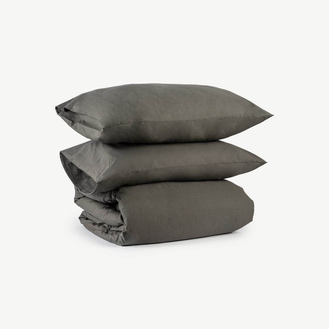 Gavin Washed Cotton Duvet Cover Set -Grey