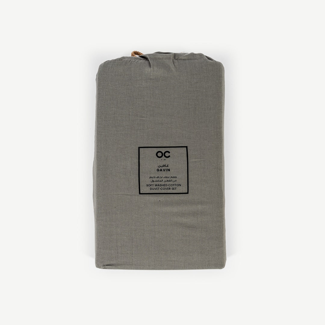 Gavin Washed Cotton Duvet Cover Set -Grey