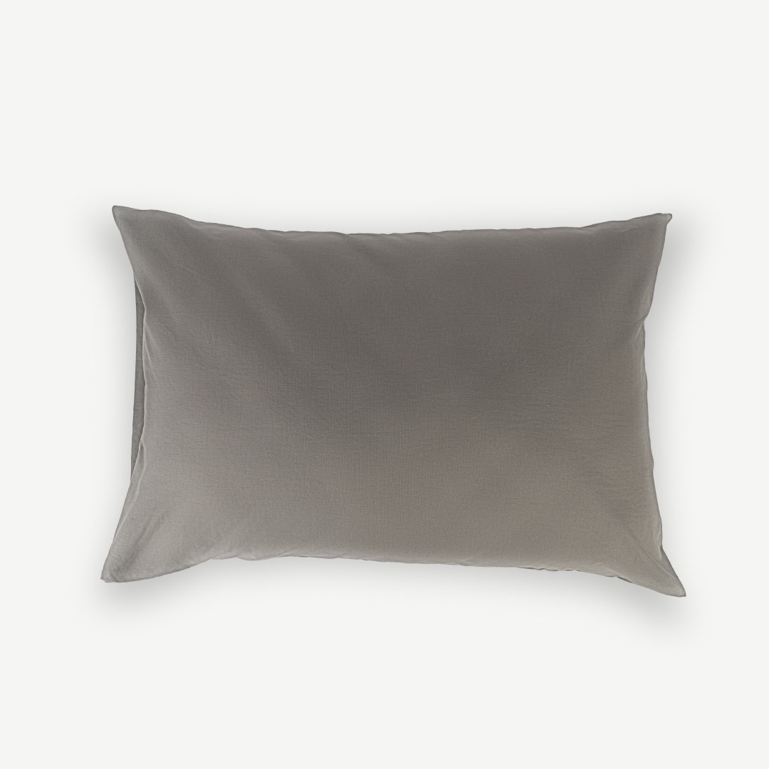 Gavin Washed Cotton Pillowcase Pair -Grey
