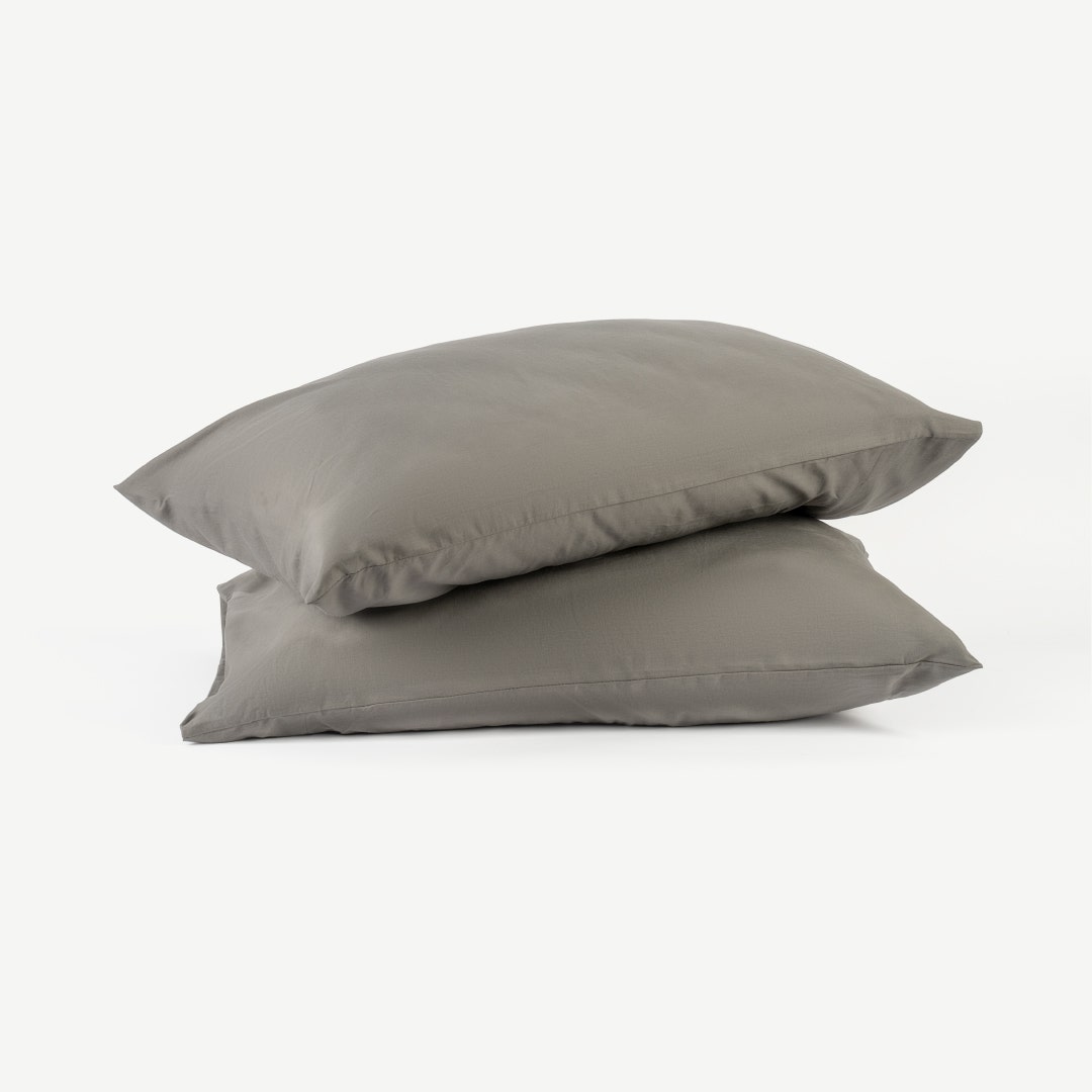 Gavin Washed Cotton Pillowcase Pair -Grey