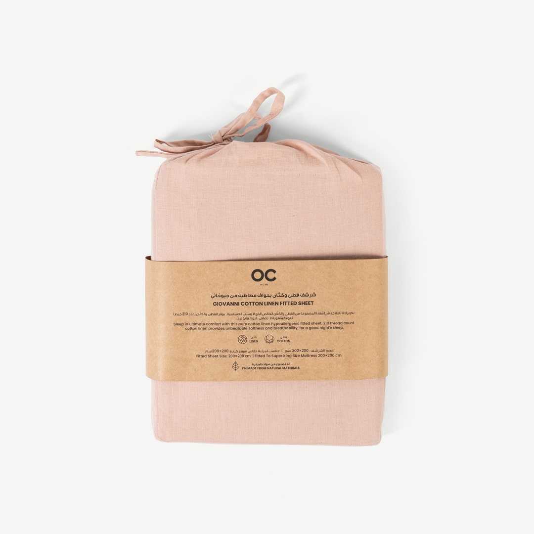 Giovanni Ctn Linen Fitted Sheet 160x200 Dusty Pink