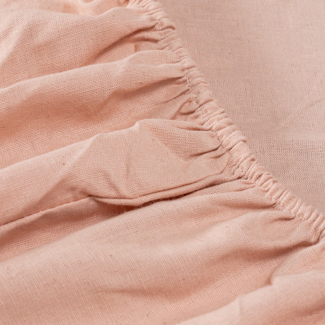 Giovanni Ctn Linen Fitted Sheet 160x200 Dusty Pink