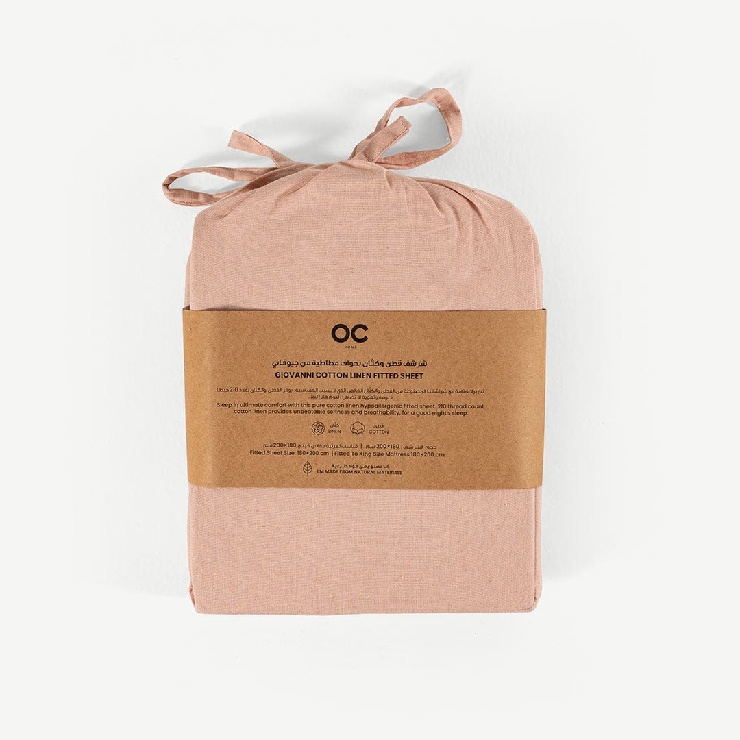 Giovanni Ctn Linen Fitted Sheet 200x200 Dusty Pink