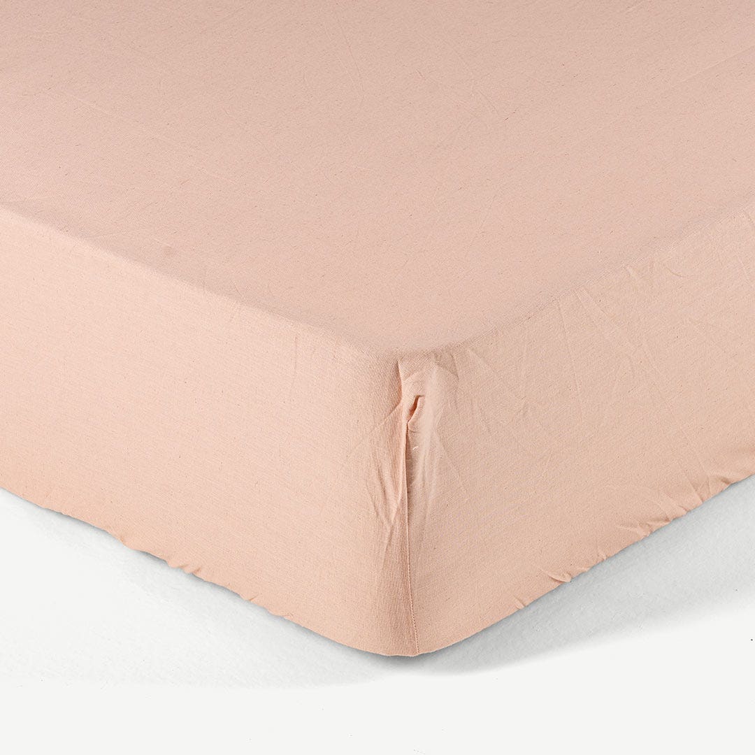 Giovanni Ctn Linen Fitted Sheet 200x200 Dusty Pink