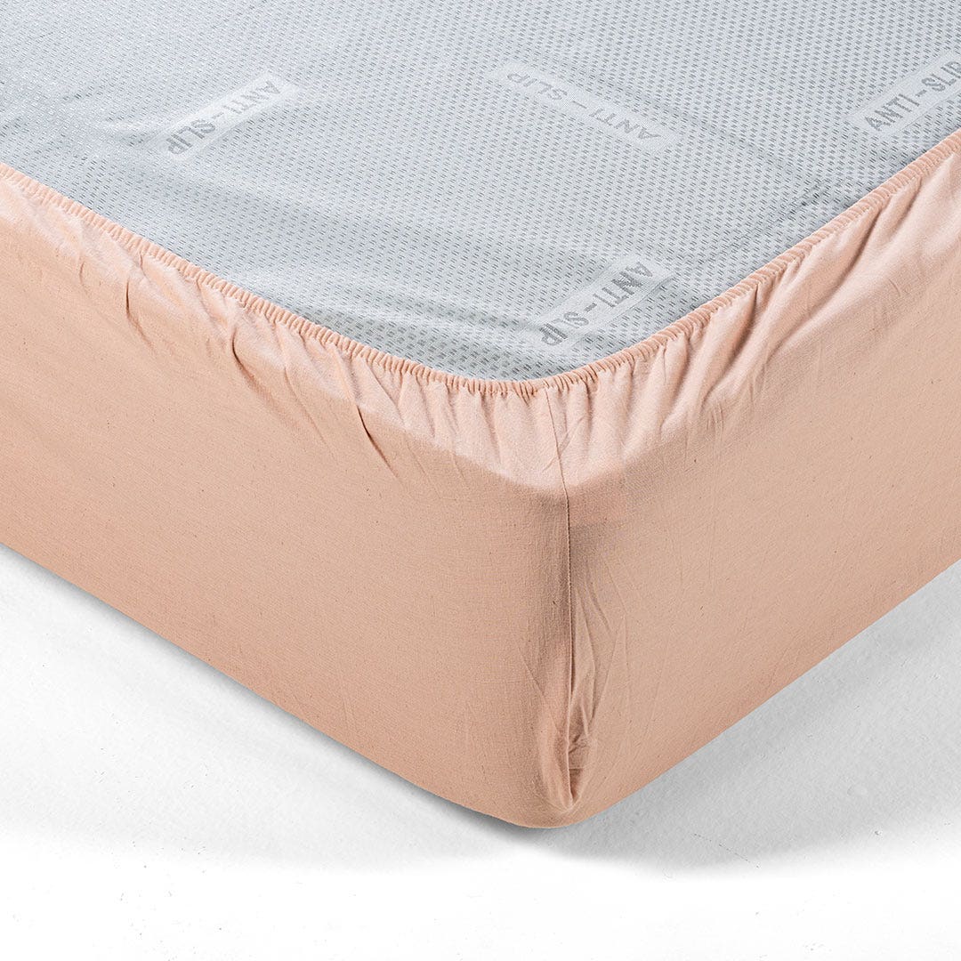 Giovanni Ctn Linen Fitted Sheet 200x200 Dusty Pink