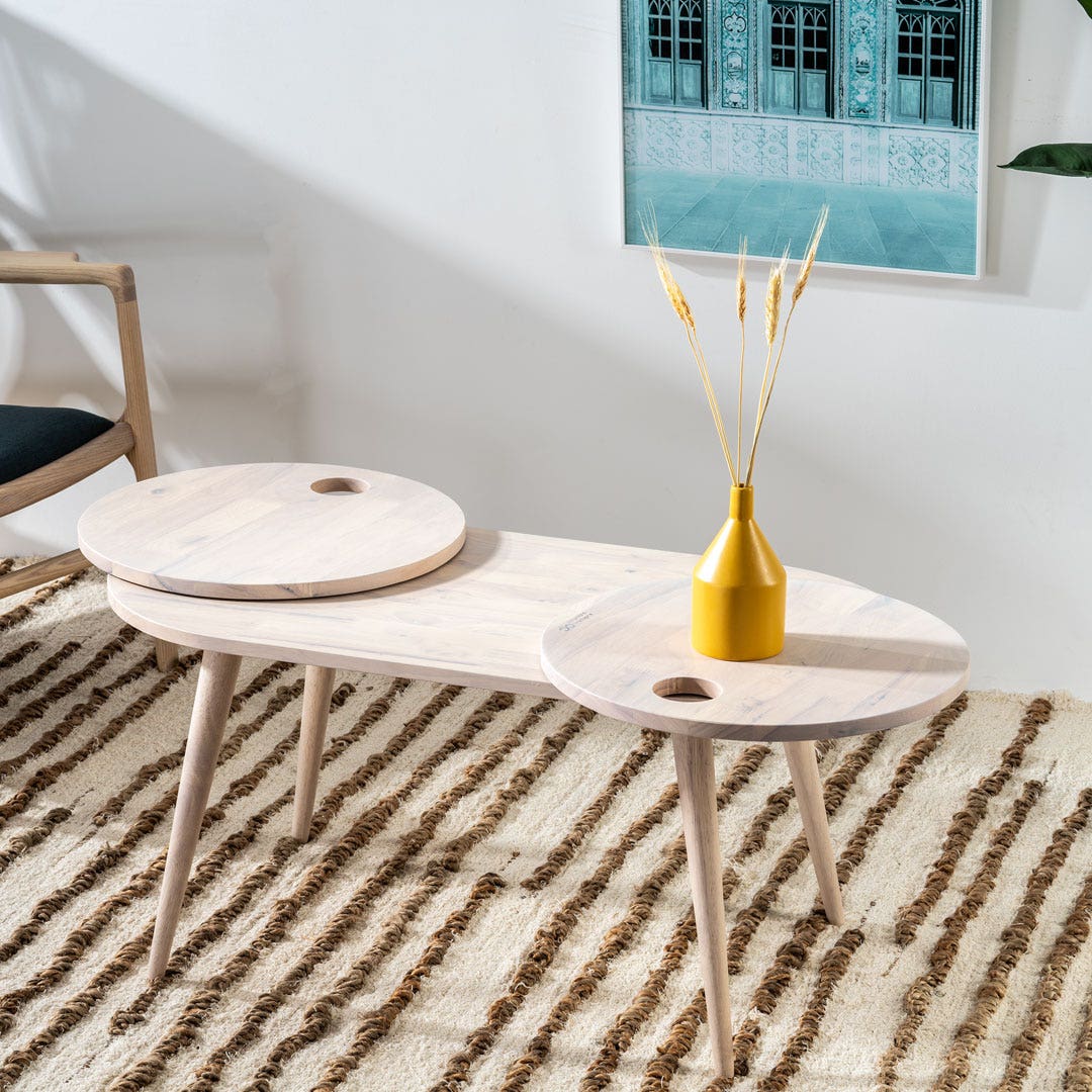 Glenn Center Table Whitewash